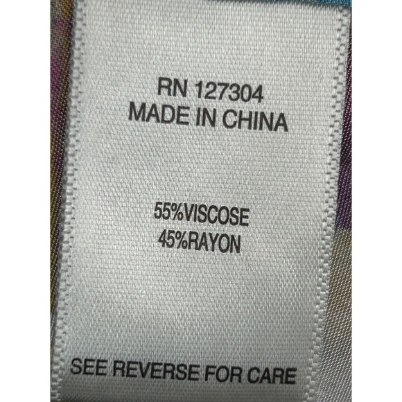 John Mark Abstract Floral Print Button Front Roll Tab Sleeve Blouse Women 2X NEW - Picture 6 of 10